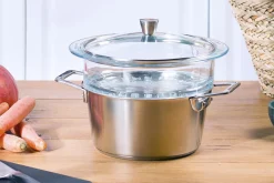 Couvercle Cristel 1826 en verre bombé à pontet en inox