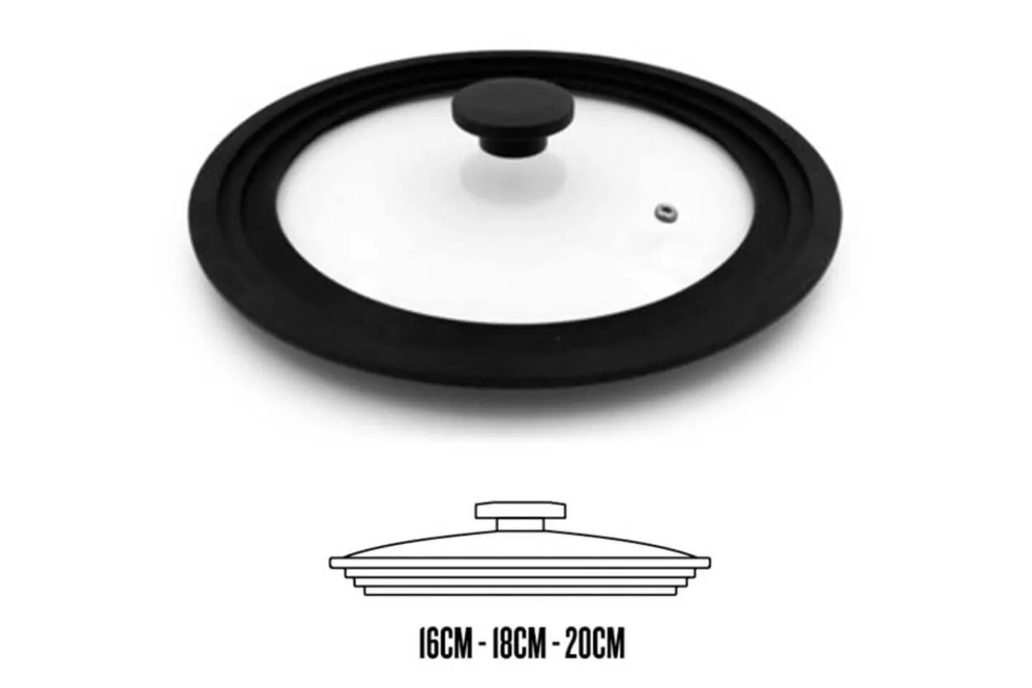 Couvercle universel Beka en verre avec bord silicone