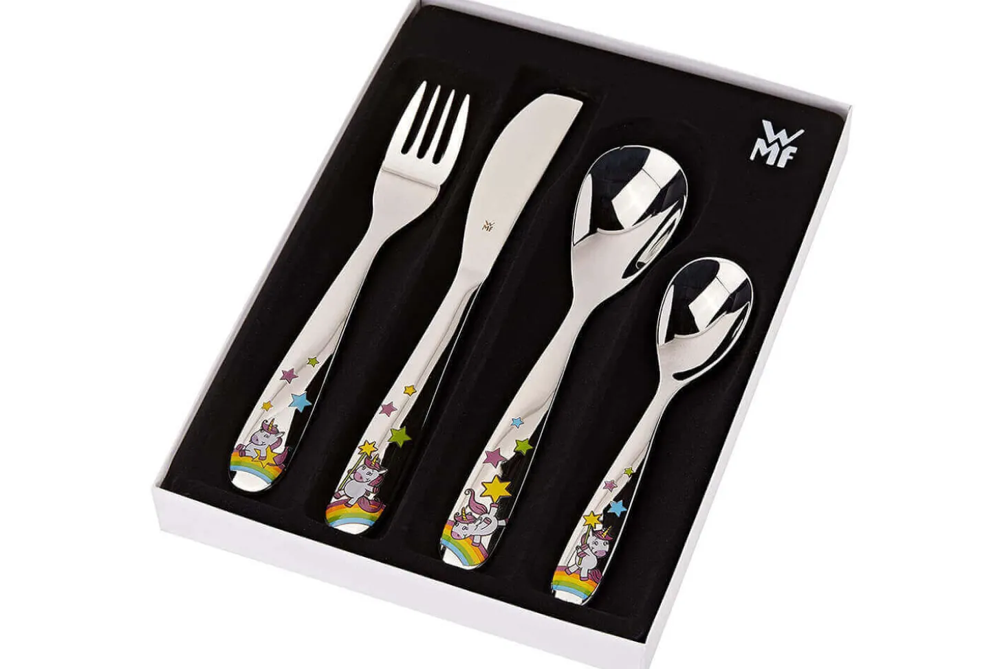 Couverts enfant 4 pièces WMF Licorne en acier inox 18/10 Cromargan