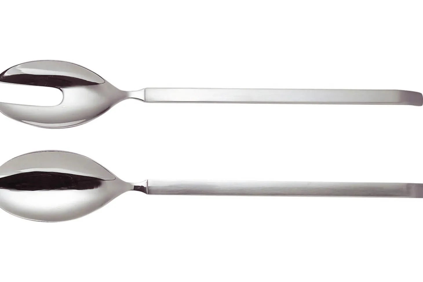 Couverts à salade Alessi Dry inox 18/10 manches satinés 30cm design par Achille Castiglioni