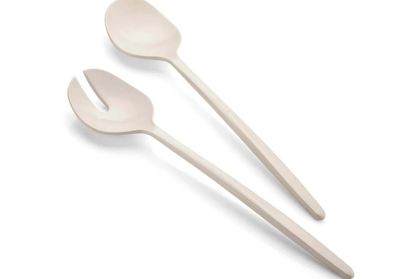 Couverts à salade blancs Guzzini Tierra en bouteilles recyclées 28cm