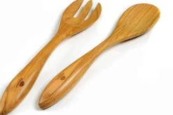 Couverts à salade Bérard Terra faits main en olivier 31,5cm