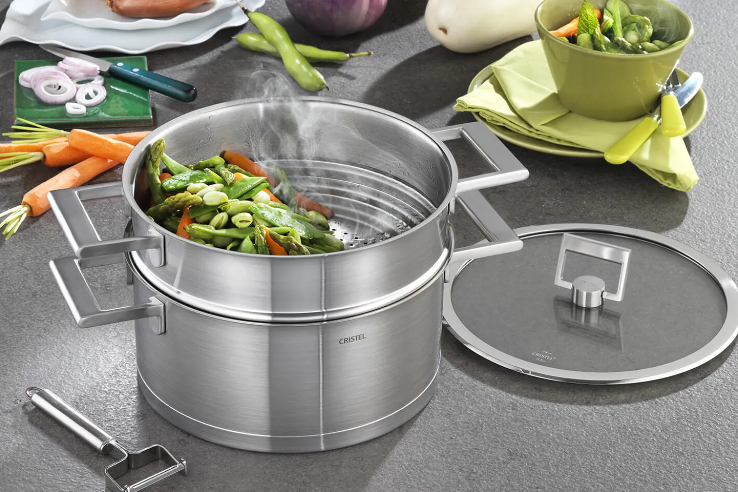 Cuit vapeur Cristel Strate Fixe universel en acier inox 18/10