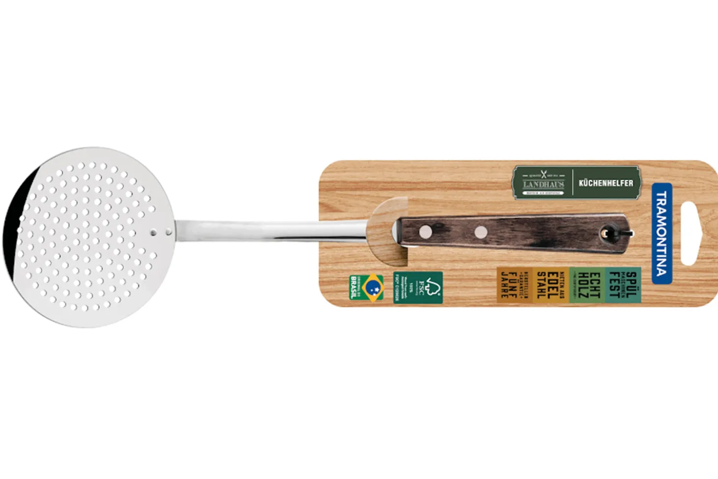 Ecumoire Tramontina Technobois en inox 35,5cm