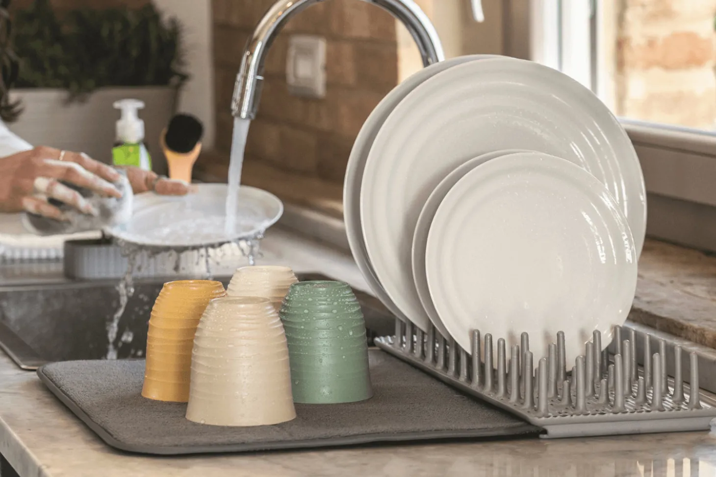 Egouttoir à vaisselle Guzzini Dry & Safe gris multifonction