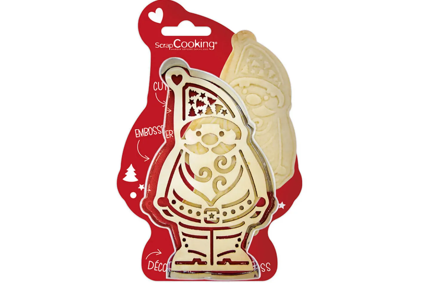 Emporte pièce Scrapcooking Père Noël + embosseur en bois