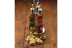 Ensemble de 3 bouteilles huile et vinaigre en verre avec présentoir World of Flavours
