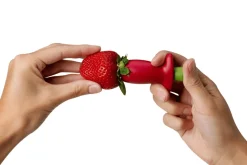 Equeuteur de fraise Chef'n StemGem en acier inox rouge