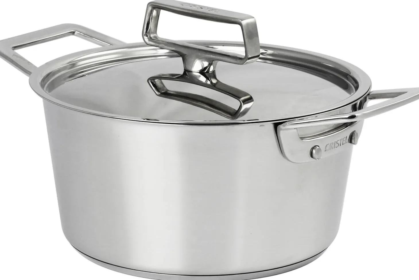 Faitout Cristel 1826 en acier inoxydable 18/10 brossé + couvercle Castel'Pro en inox