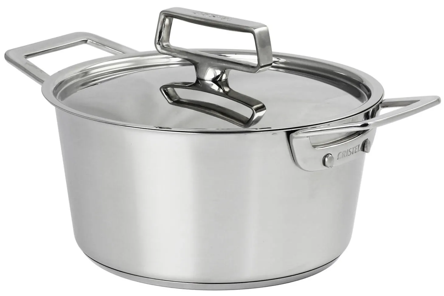Faitout Cristel 1826 en acier inoxydable 18/10 brossé + couvercle Castel'Pro en inox