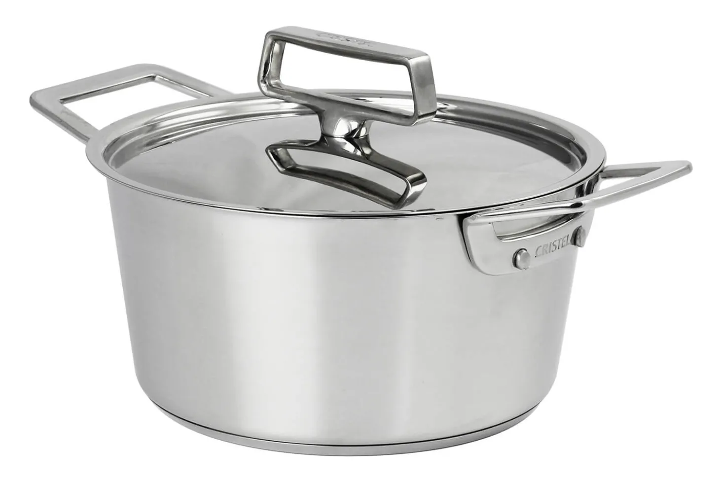 Faitout Cristel 1826 en acier inoxydable 18/10 brossé + couvercle Castel'Pro en inox