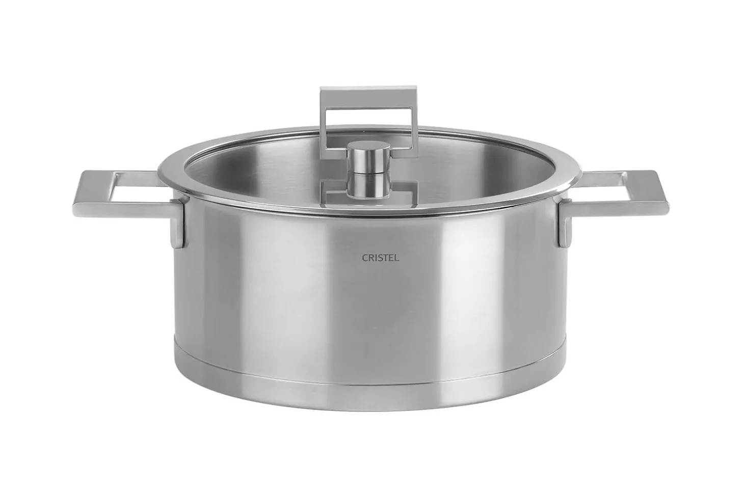 Faitout Cristel Strate Fixe en acier inox 18/10 + couvercle en verre plat