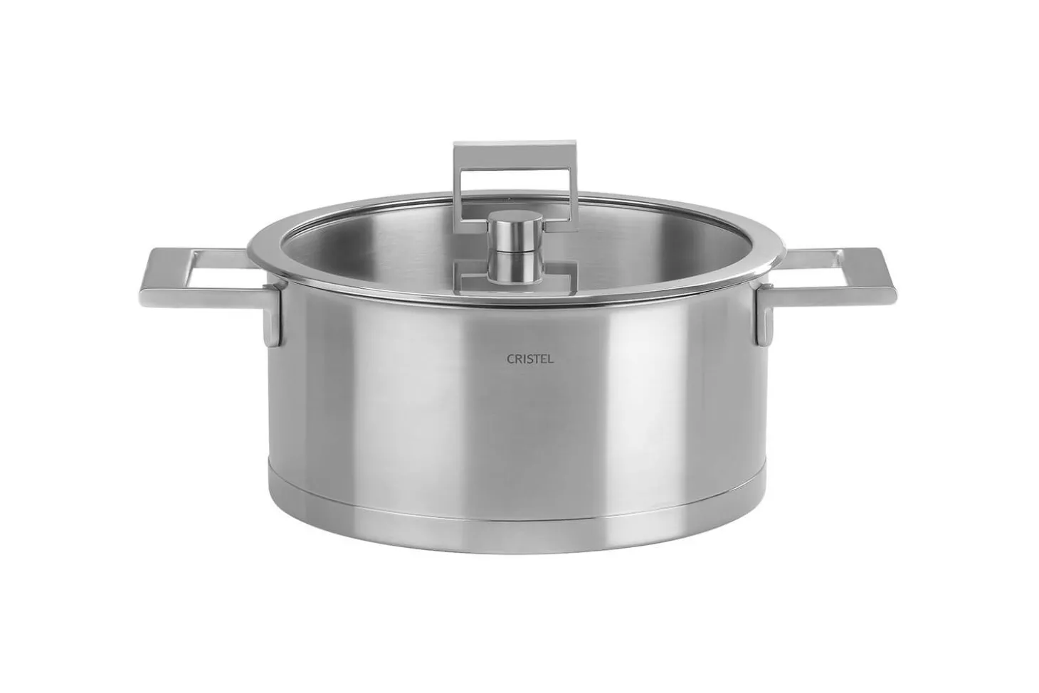 Faitout Cristel Strate Fixe en acier inox 18/10 + couvercle en verre plat