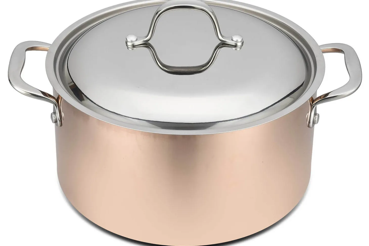 Faitout en cuivre inox 24cm Baumalu B'Chef avec couvercle en inox