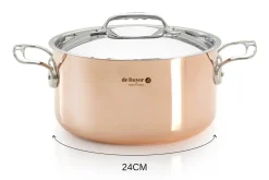 Faitout en cuivre inox De Buyer Prima Matera compatible induction anses en inox avec couvercle