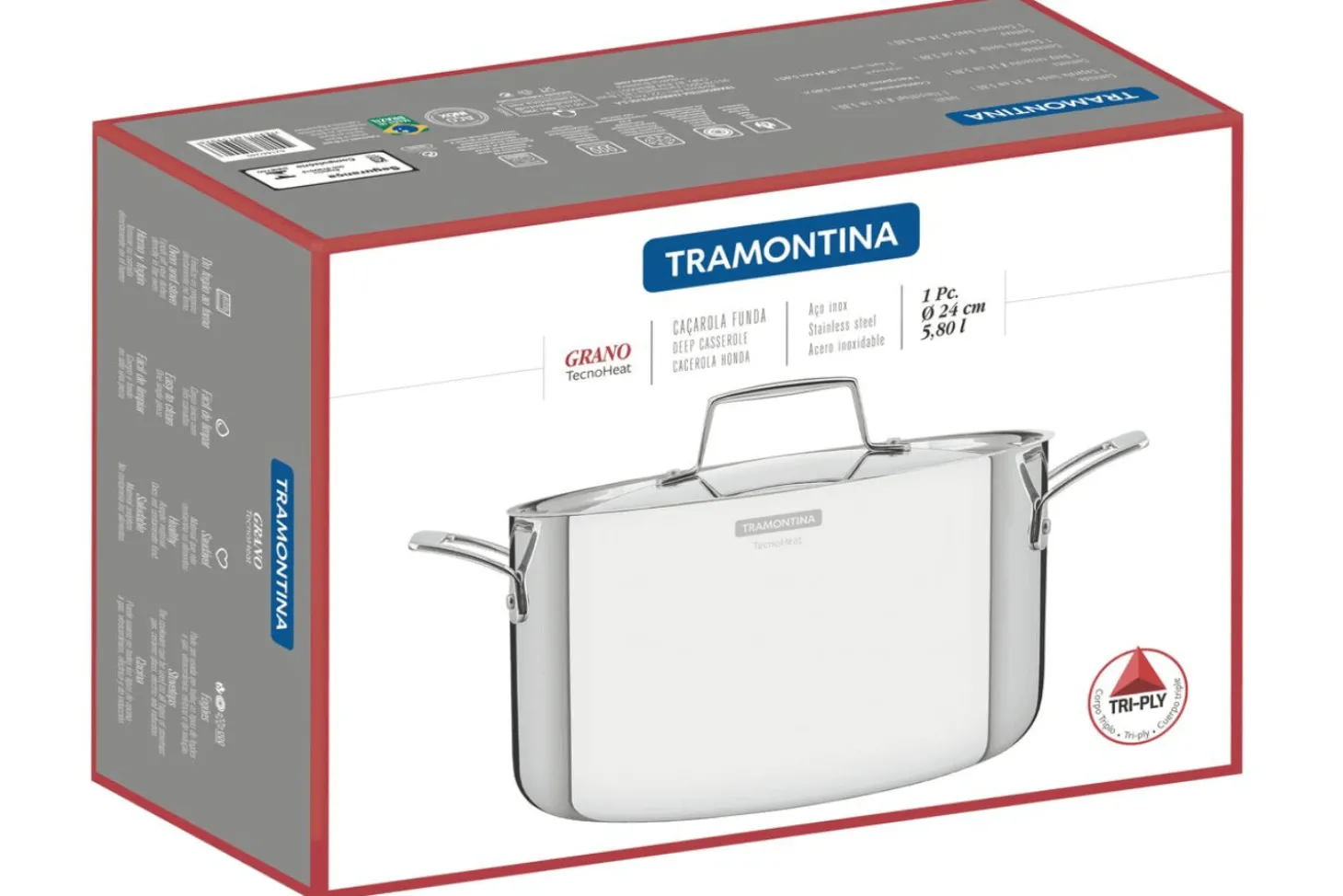 Faitout Tarmontina Grano en inox triple couche