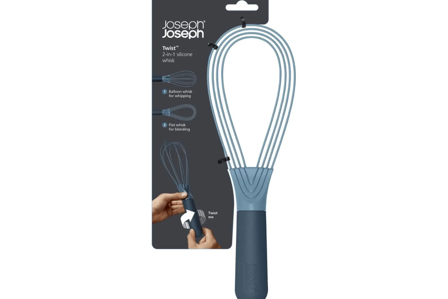 Fouet Joseph Joseph Twist Sky en silicone bleu