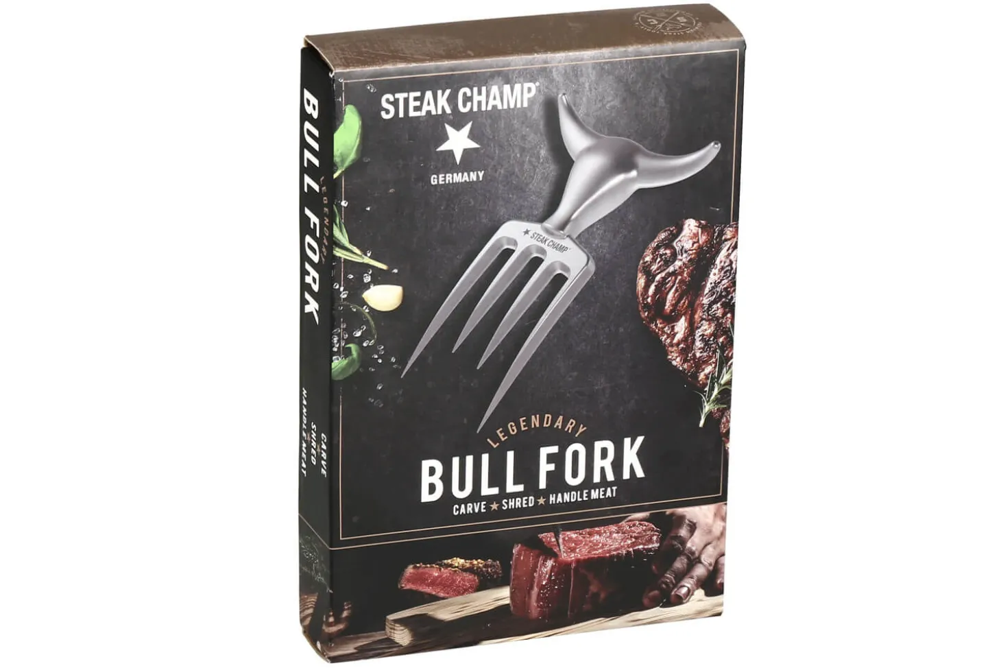 Fourchette à viande Steak Champ Bull Fork en zinc chromé 16,5cm