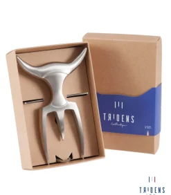 Fourchette à viande Tridens acier inox brossé + socle tout inox