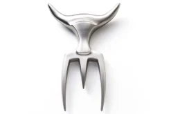 Fourchette à viande Tridens acier inox brossé + socle tout inox