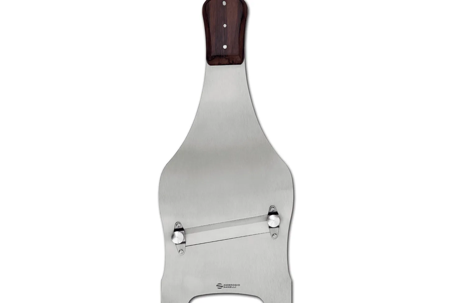 Grande mandoline à truffes Ambrogio Sanelli 35cm en acier inoxydable et palissandre