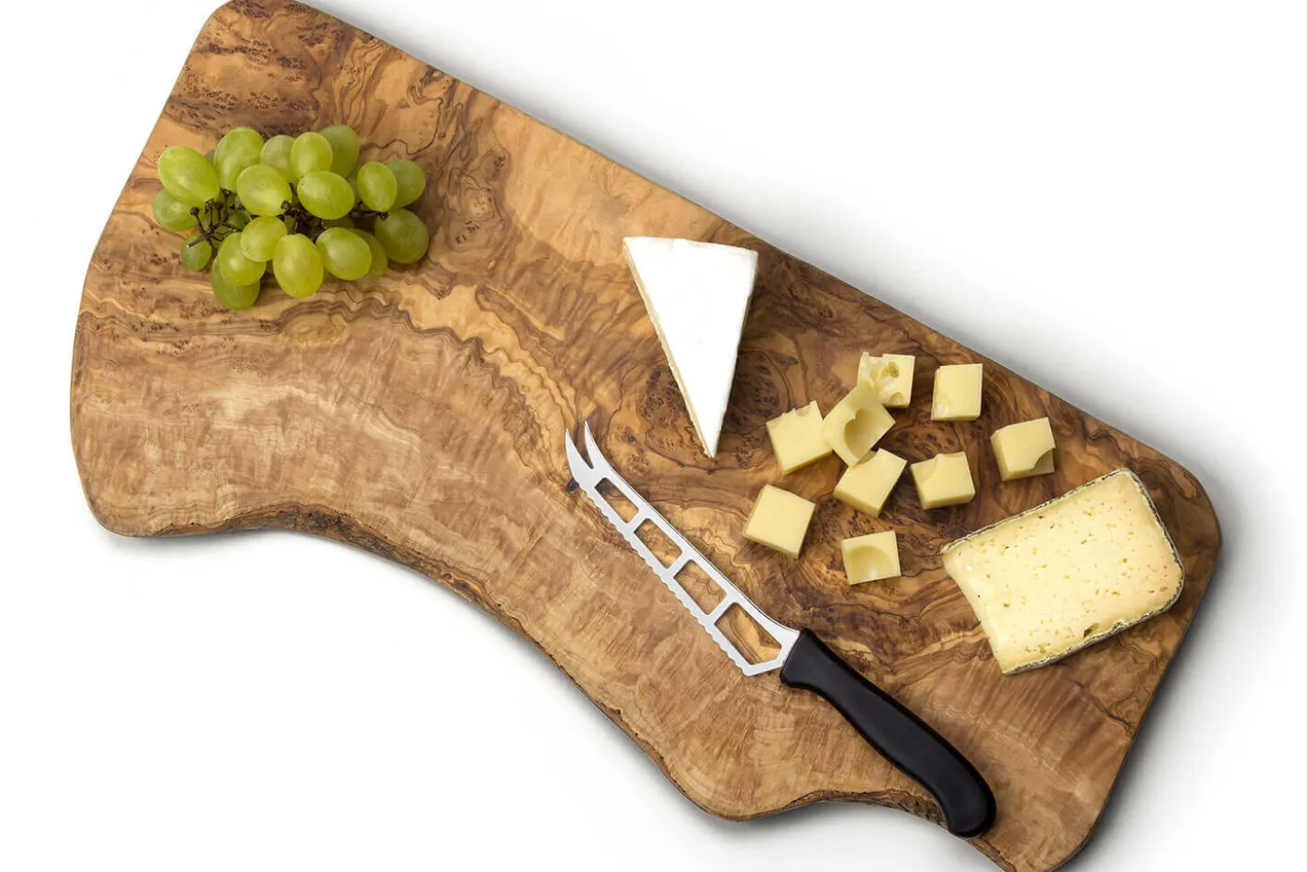 Grande planche à découper aux formes naturelles Continenta en bois d'olivier 50cm