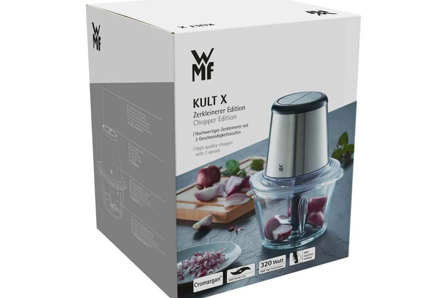 Hachoir électrique WMF Kult X avec bol en verre 1L