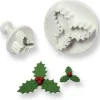 Jeu de 2 découpoirs + poussoirs feuille de houx triple Ø 22 et 45mm
