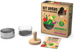Kit cadeau apéro dip Cookut - 1 pilon + 1 grille en métal + 1 bol en verre + 1 livre de recettes
