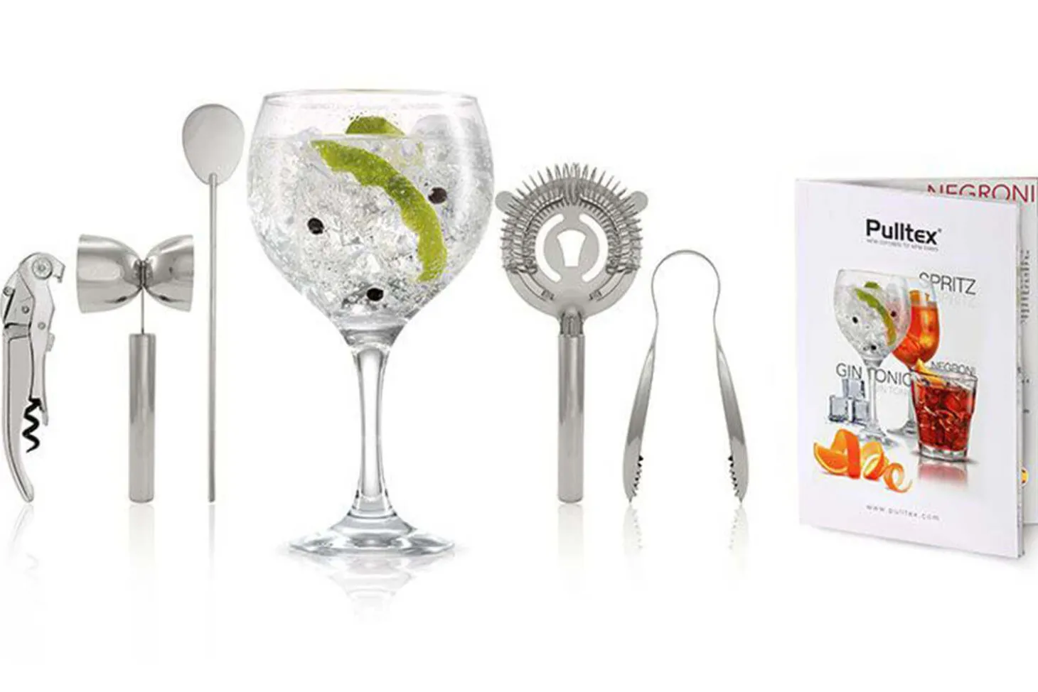 Kit cocktail 5 pièces Pulltex acier inoxydable + recettes