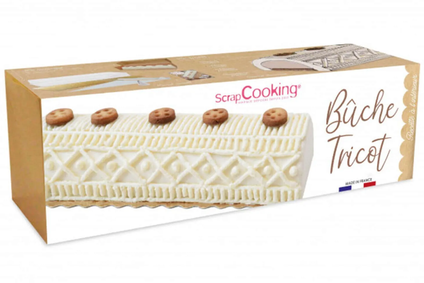 Kit moule à bûche glacée tricot Scrapcooking + support et boîte de transport