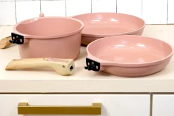 L'Incroyable Kit Cookut 2 poêles et 1 casserole à poignée amovible - guimauve