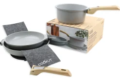 L'Incroyable Kit Cookut 2 poêles et 1 casserole à poignée amovible - perle