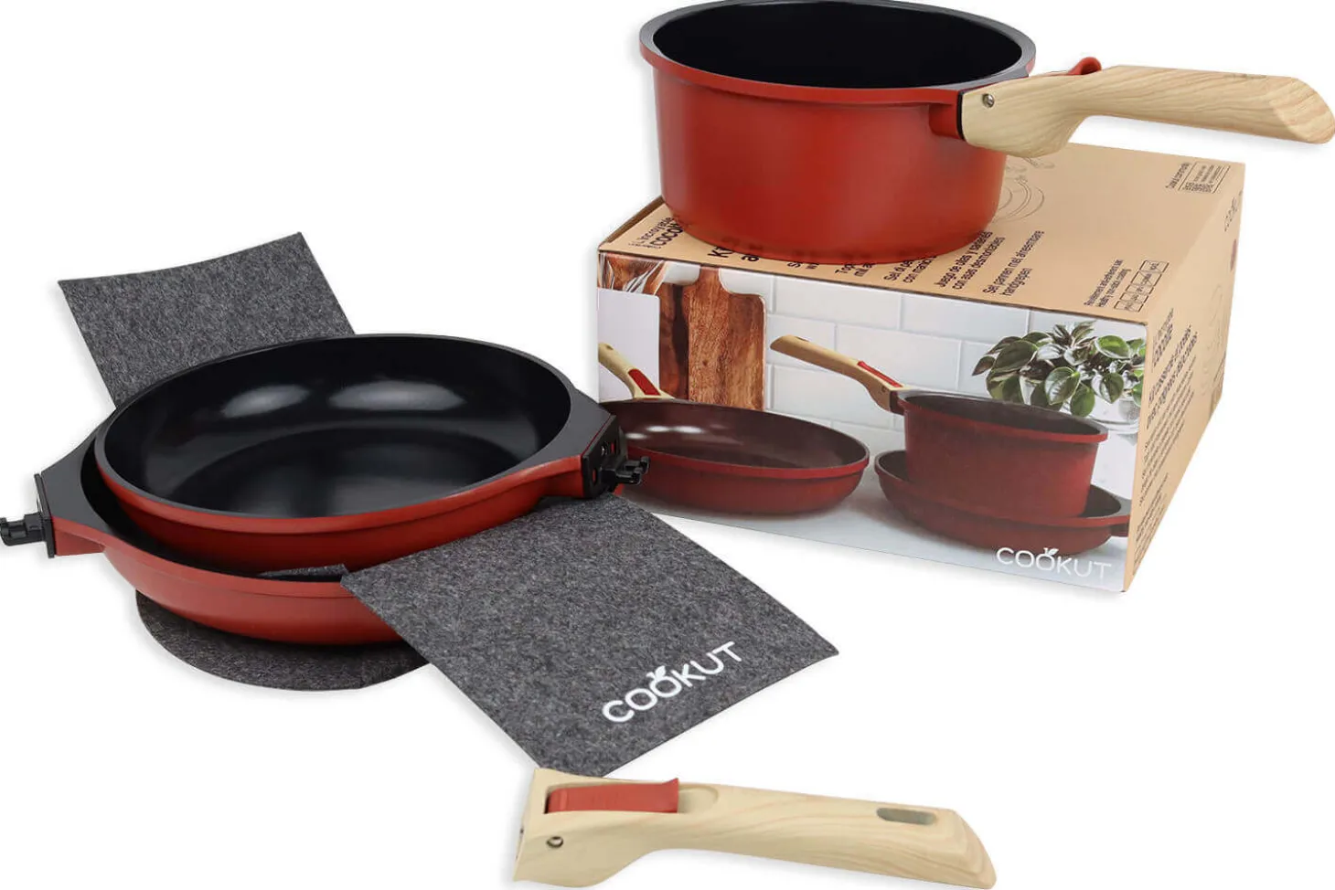 L'Incroyable Kit Cookut 2 poêles et 1 casserole à poignée amovible - passion