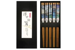 Lot de 5 paires de baguettes chinoises en bambou Kutoyama - Modèle 2