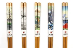 Lot de 5 paires de baguettes chinoises en bambou Kutoyama - Modèle 1