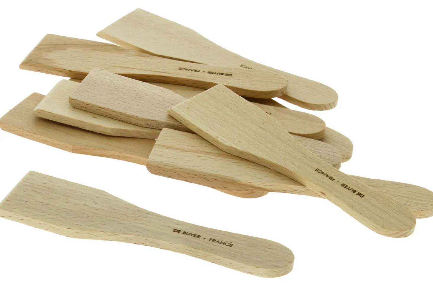 Lot de 10 spatules à raclette ou blinis De Buyer B Bois en hêtre
