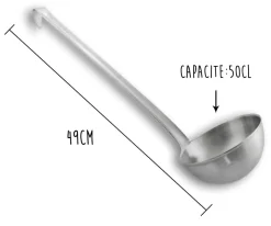Louche acier inox 18/10 monobloc professionnelle 49cm capacité 50cl Matfer