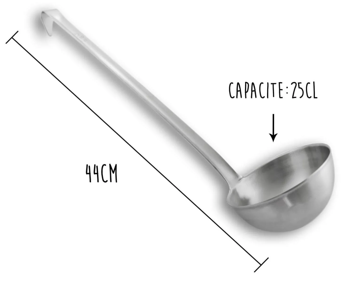 Louche acier inox 18/10 monobloc professionnelle 44cm capacité 25cl Matfer