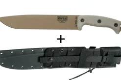 Machette Esee Junglas JUNGLAS-DE-E lame acier carbone Dark Earth 26,5cm manche micarta gris + étui