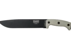 Machette Esee Junglas JUNGLAS-E lame acier carbone noir 26,5cm manche micarta gris + étui