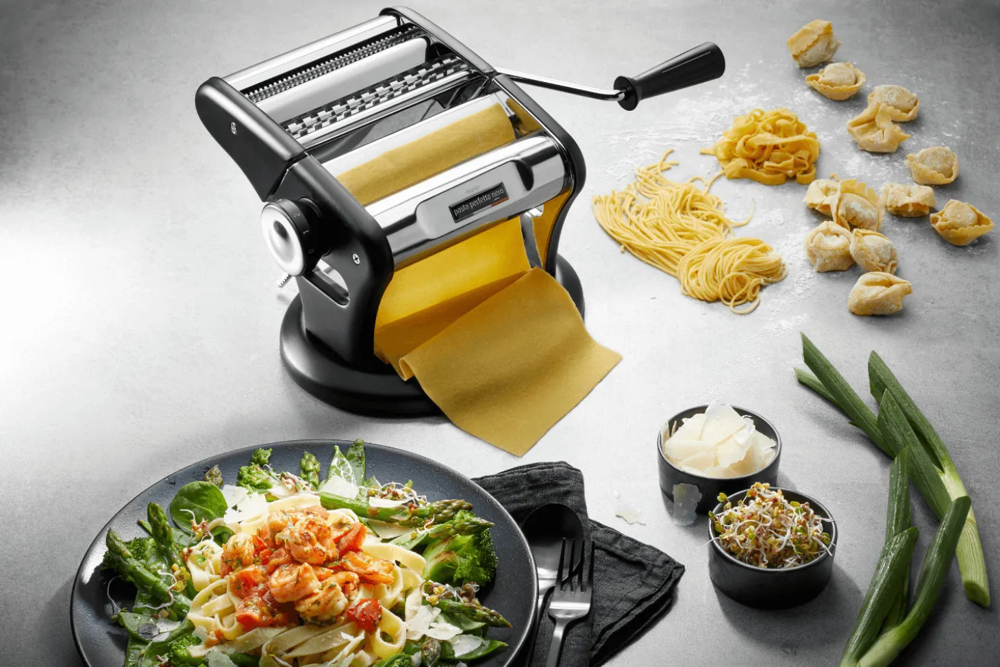 Machine à pâtes professionnelle Gefu Pasta Perfetta Excellence en acier inoxydable