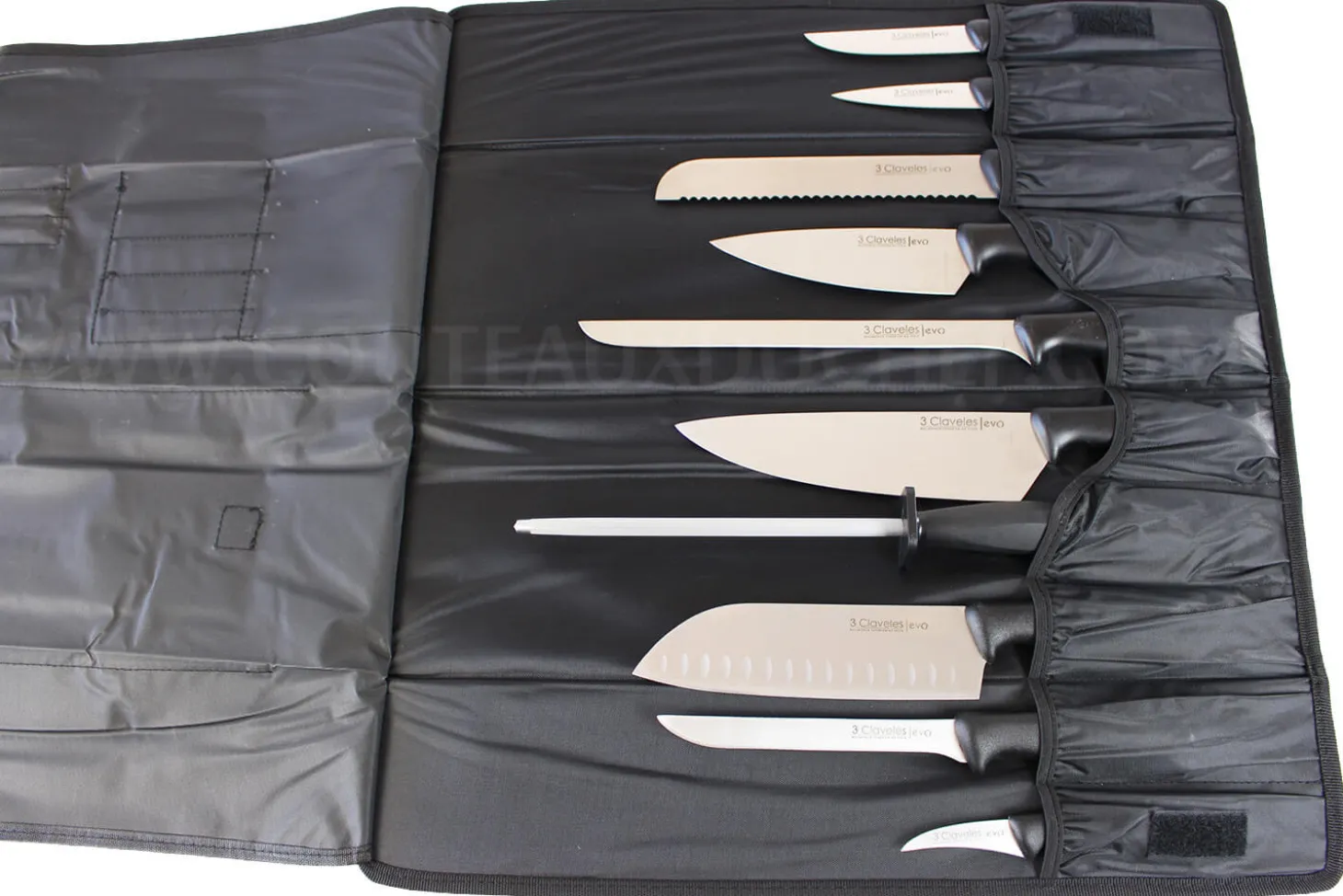 Malette de 9 couteaux EVO pour cuisiniers + fusil 3 Claveles