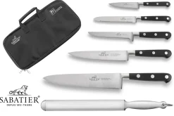 Malette de 5 couteaux + 1 fusil Sabatier Idéal Inox 100% forgés et français