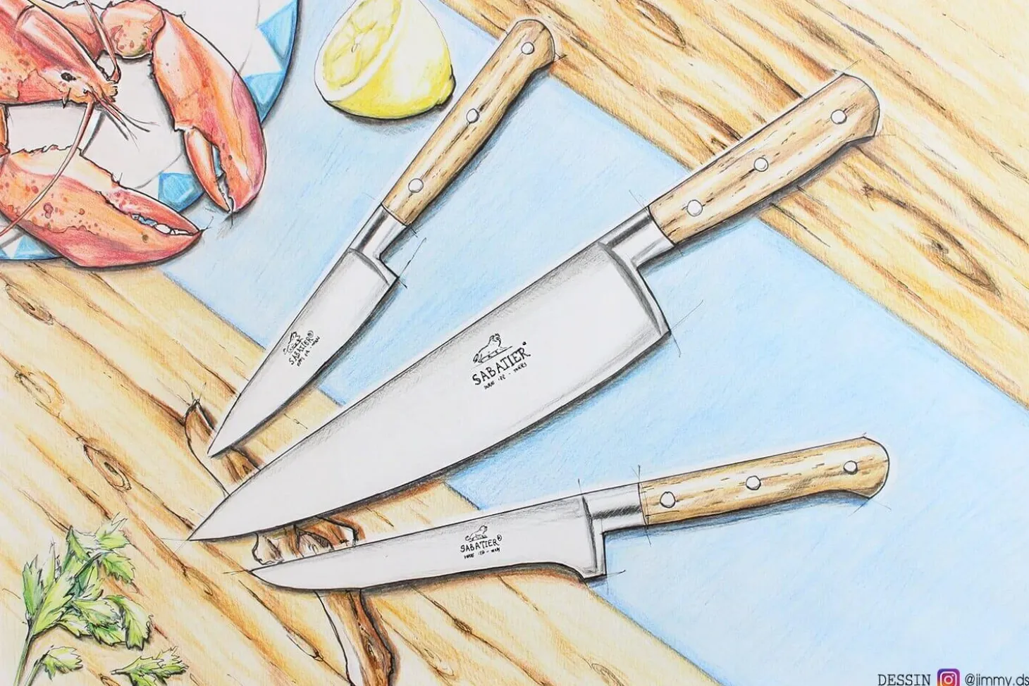 Mallette cuisine Sabatier Brocéliande 7 couteaux fabrication française + 1 fusil