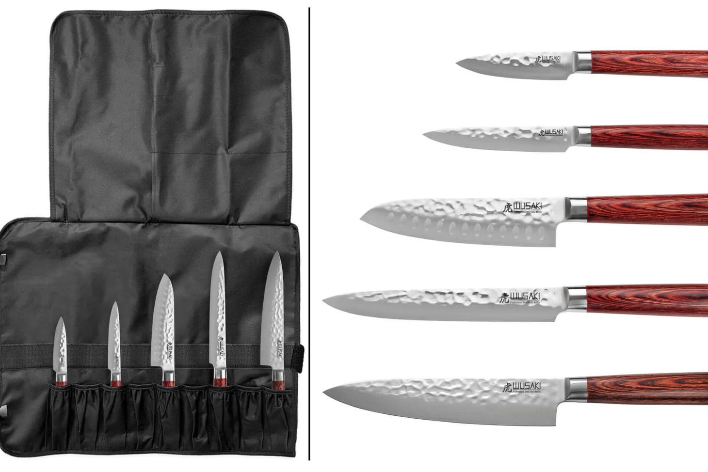 Mallette de 5 couteaux de cuisine Wusaki Pakka X50 manches pakkawood