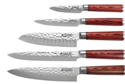 Mallette de 5 couteaux de cuisine Wusaki Pakka X50 manches pakkawood