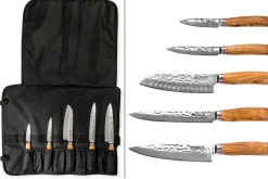 Mallette de 5 couteaux de cuisine Wusaki Damas 10Cr manches en olivier