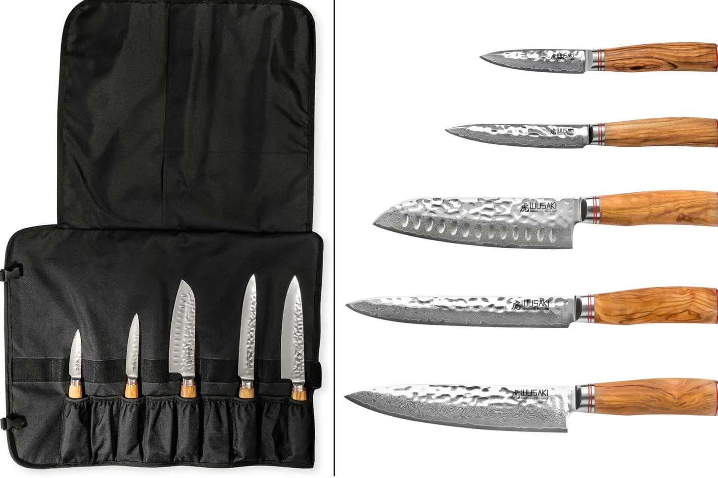 Mallette de 5 couteaux de cuisine Wusaki Damas 10Cr manches en olivier
