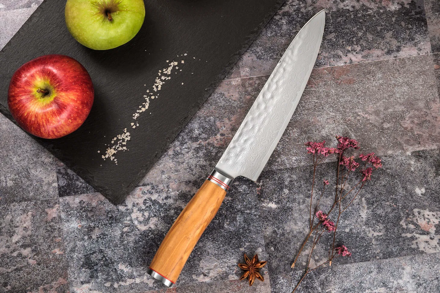 Mallette de 5 couteaux de cuisine Wusaki Damas 10Cr manches en olivier